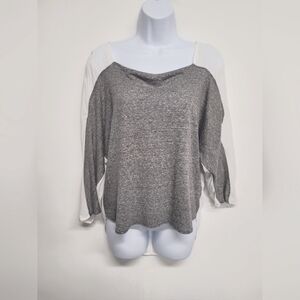 Ogle Semi Sheer Top S Hi Low 3/4 Sleeve